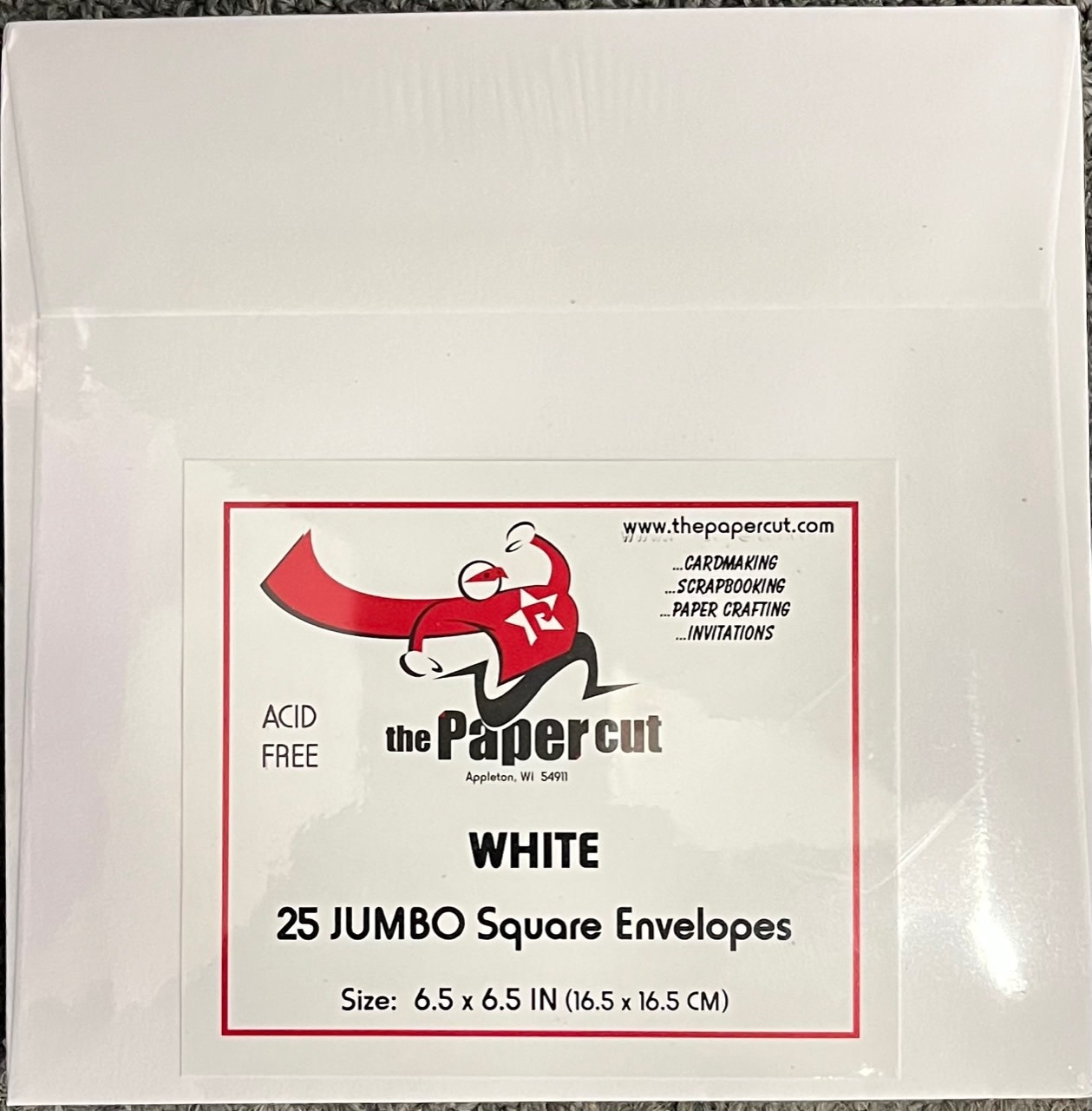 PAPER CUT THE PAPER CUT WHITE JUMBO SQUARE ENVELOPES 6.5X6.5 25PK