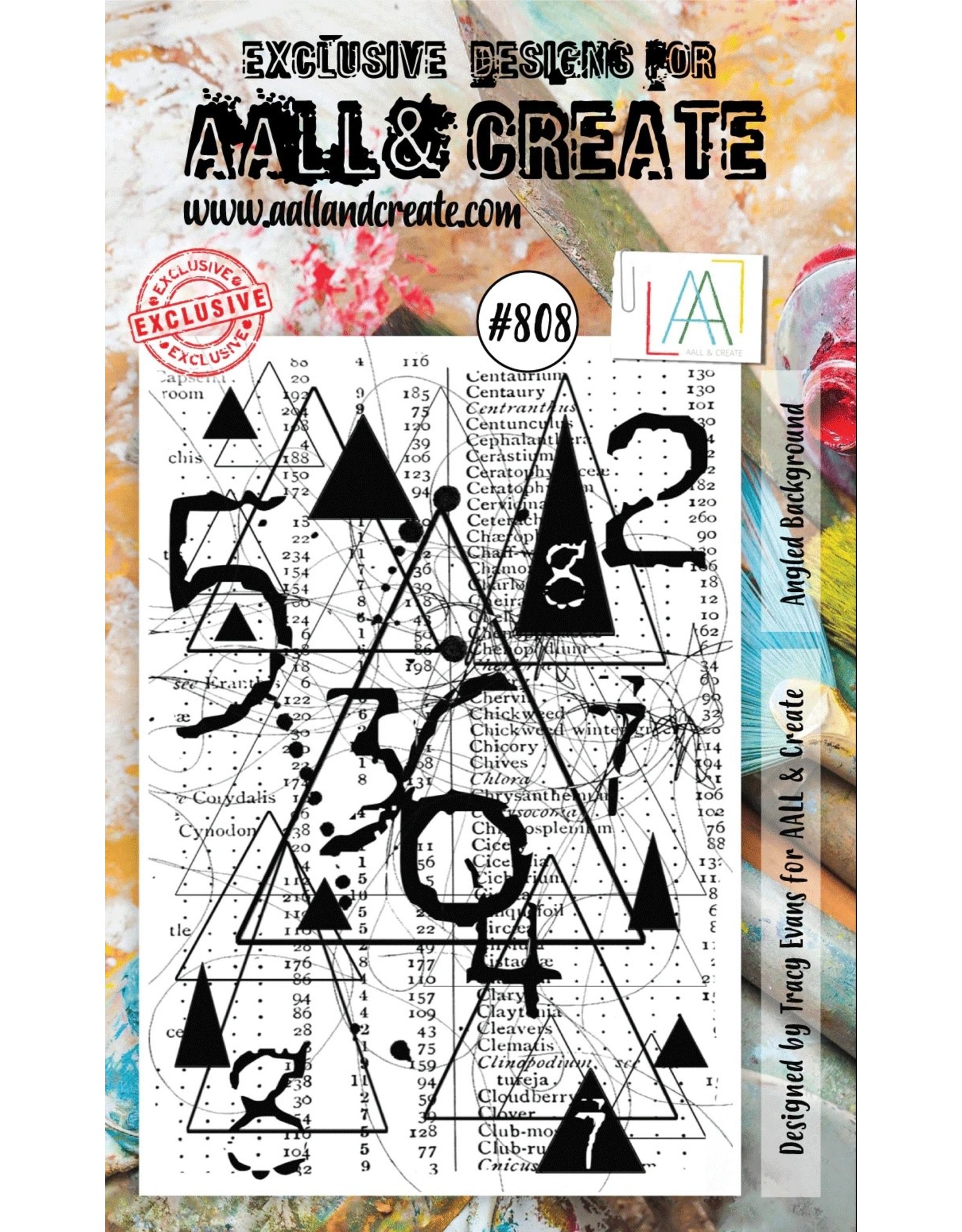 AALL & CREATE AALL & CREATE TRACY EVANS #808 ANGLED BACKGROUND A6 ACRYLIC STAMP SET