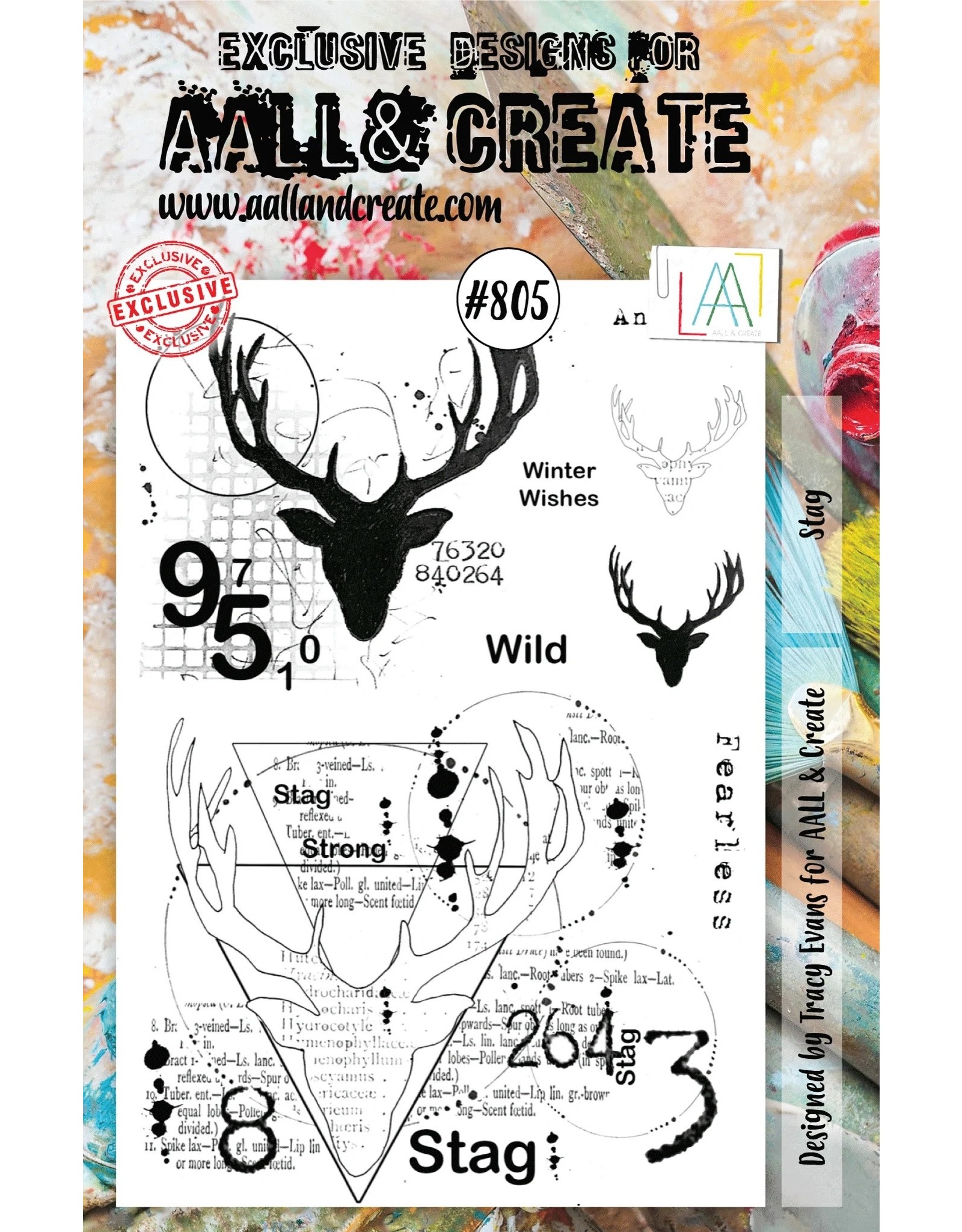 AALL & CREATE AALL & CREATE TRACY EVANS #805 STAG A5 ACRYLIC STAMP SET