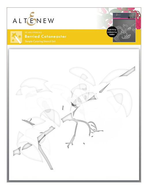 ALTENEW ALTENEW BERRIED COTTONEASTER SIMPLE COLORING 6x6 STENCIL SET 4/PK