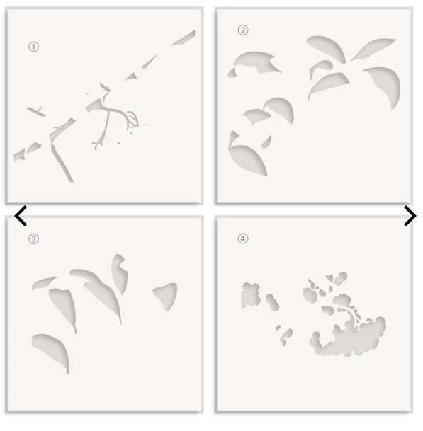 ALTENEW ALTENEW BERRIED COTTONEASTER SIMPLE COLORING 6x6 STENCIL SET 4/PK