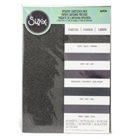 SIZZIX SIZZIX CHARCOAL OPULENT CARDSTOCK PACK 5 TYPES/50 SHEETS