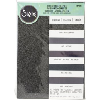 SIZZIX SIZZIX CHARCOAL OPULENT CARDSTOCK PACK 5 TYPES/50 SHEETS