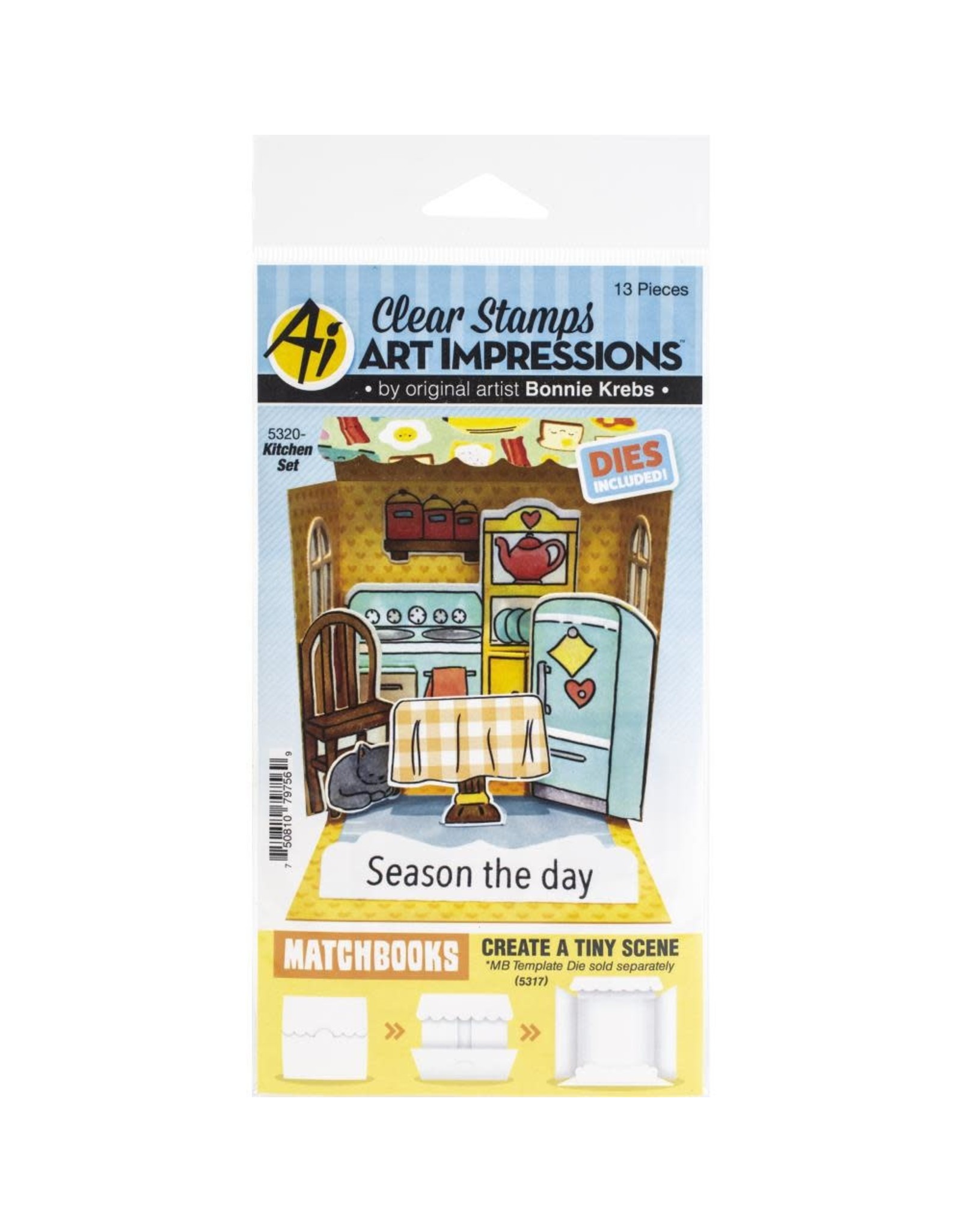 ART IMPRESSIONS BONNIE KREBS KITCHEN SET CLEAR STAMP AND DIE SET