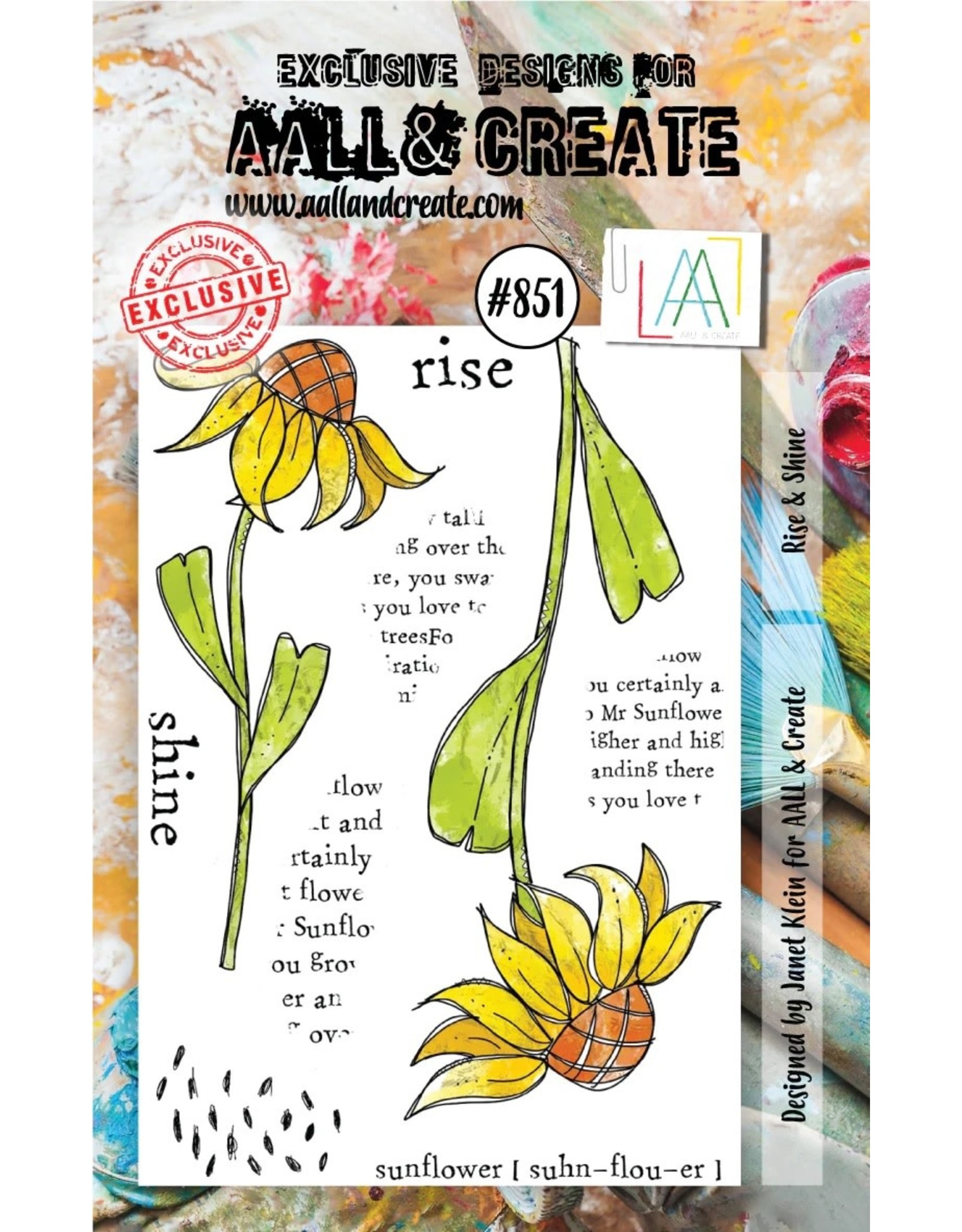 AALL & CREATE AALL & CREATE JANET KLEIN #851 RISE & SHINE A7 ACRYLIC STAMP SET