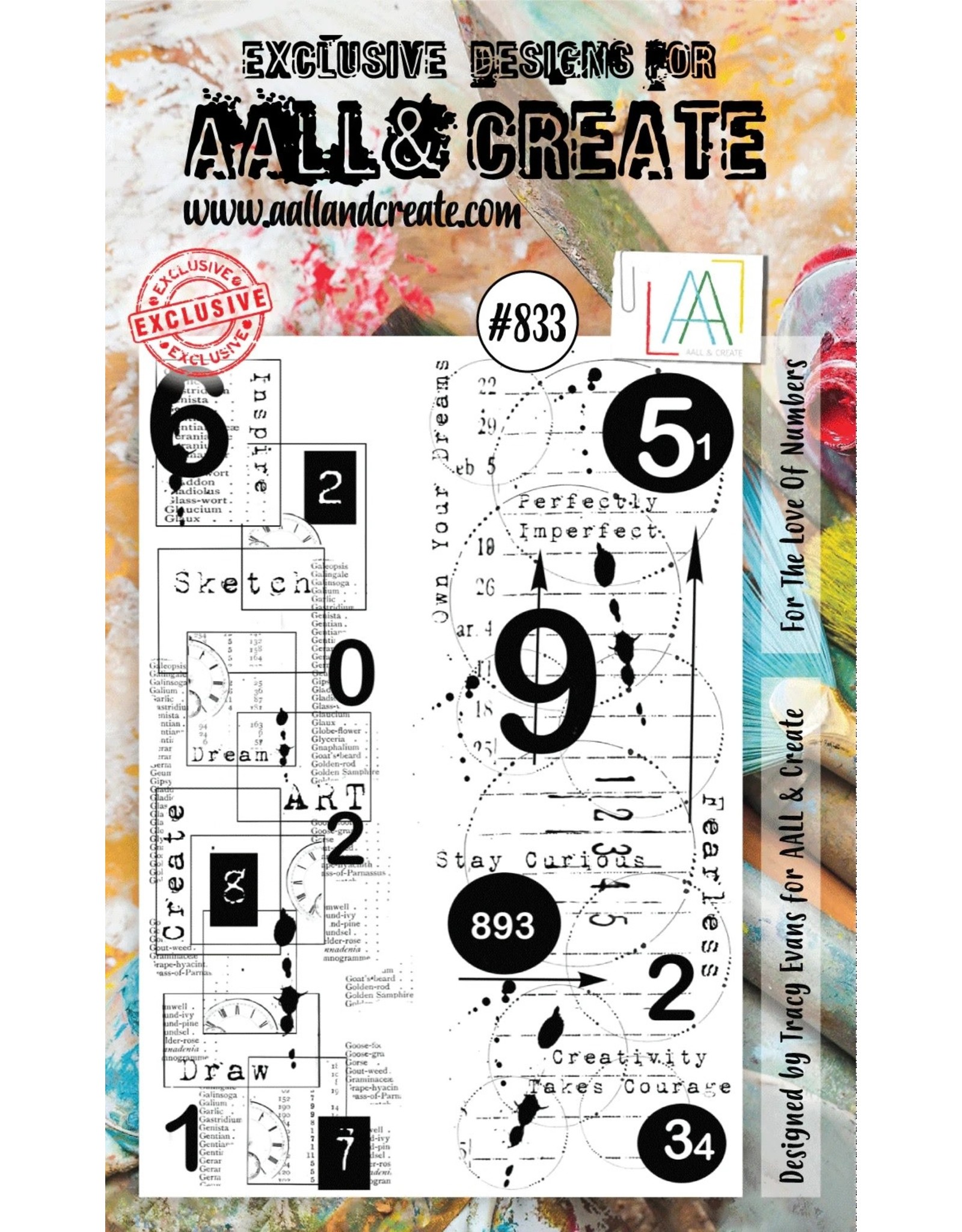 AALL & CREATE AALL & CREATE TRACY EVANS #833 FOR THE LOVE OF NUMBERS A6 ACRYLIC STAMP SET