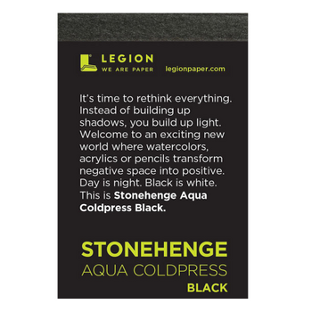 LEGION STONEHENGE AQUA COLDPRESS BLACK WATERCOLOR  2.5x3.75 PAPER 10/PK