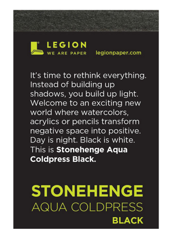 LEGION STONEHENGE AQUA COLDPRESS BLACK WATERCOLOR 2.5x3.75 PAPER 10/PK