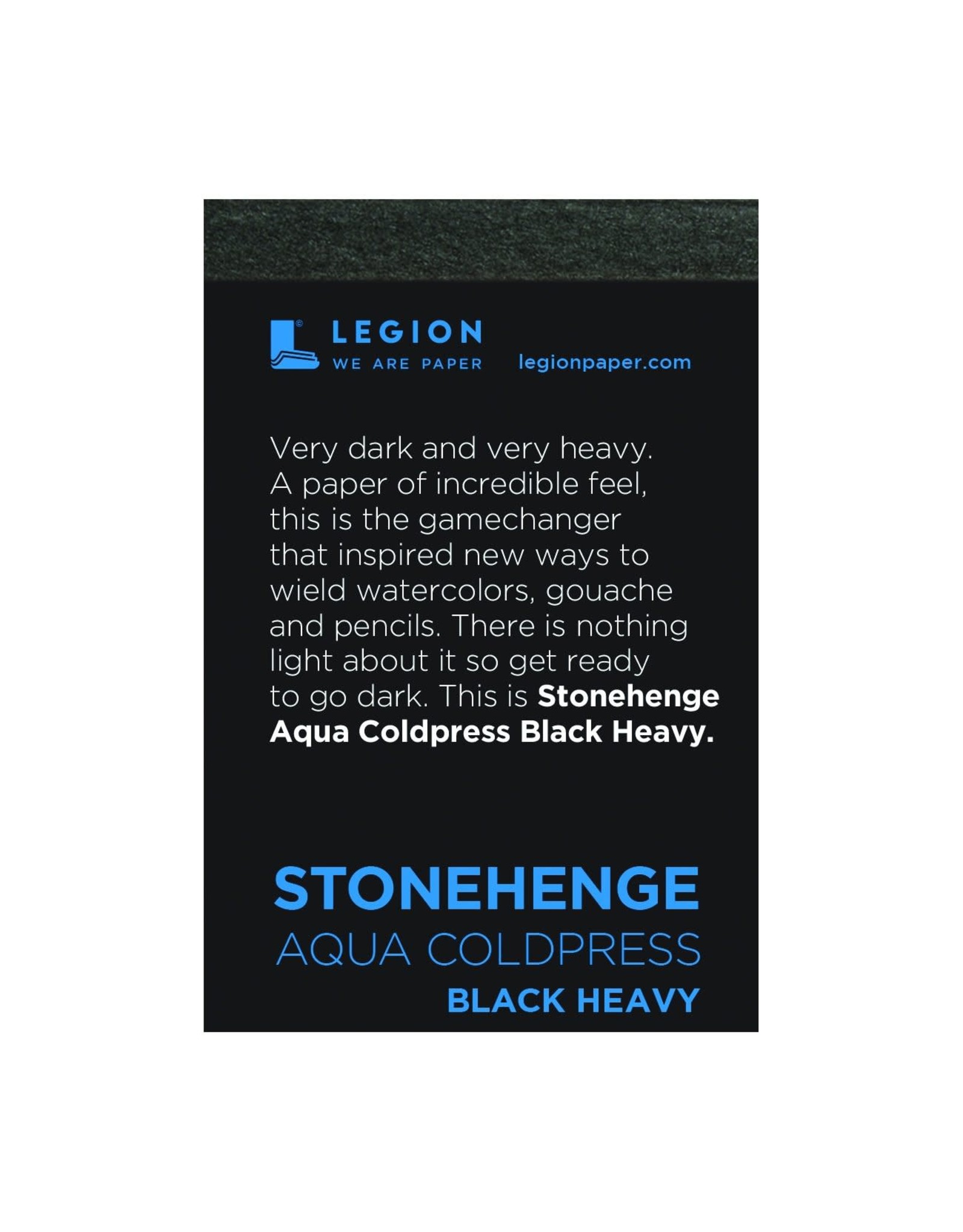 LEGION PAPER/YUPO LEGION STONEHENGE AQUA COLDPRESS BLACK HEAVY WATERCOLOR  2.5x3.75 PAPER 10/PK