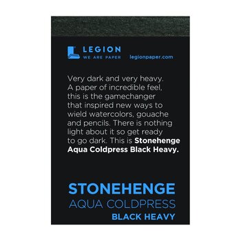 LEGION STONEHENGE AQUA COLDPRESS BLACK HEAVY WATERCOLOR  2.5x3.75 PAPER 10/PK