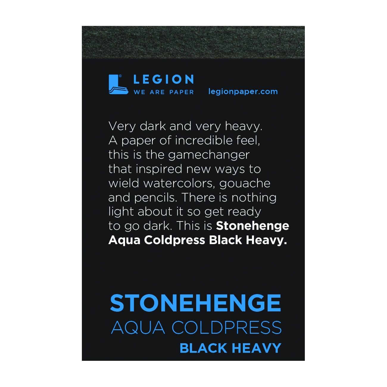 LEGION STONEHENGE AQUA COLDPRESS BLACK HEAVY WATERCOLOR 2.5x3.75 PAPER 10/PK