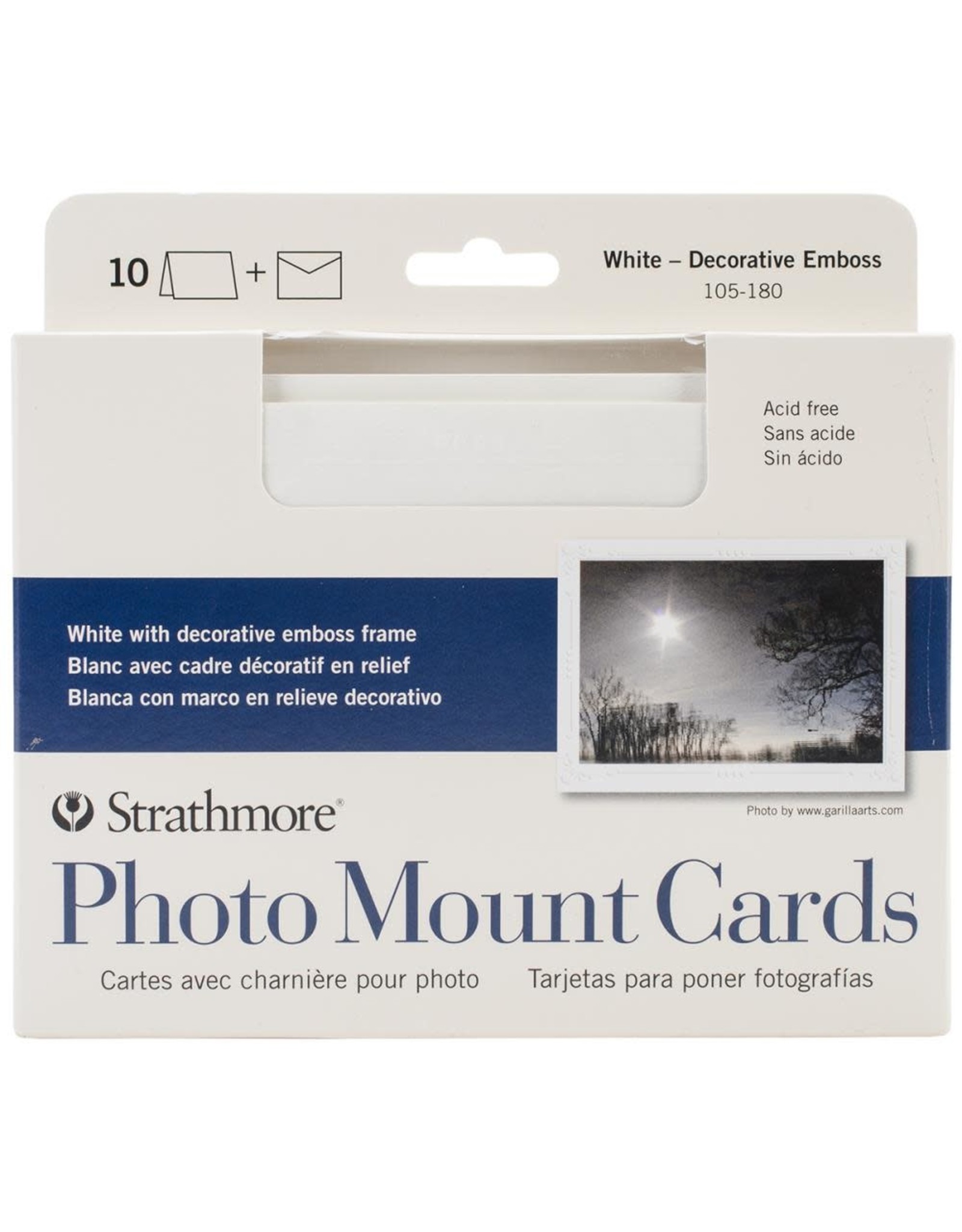 STRATHMORE STRATHMORE PHOTO MOUNT CARDS WHITE WITH DECORATIVE EMBOSS FRAME CARDS & ENVELOPES 10/PK