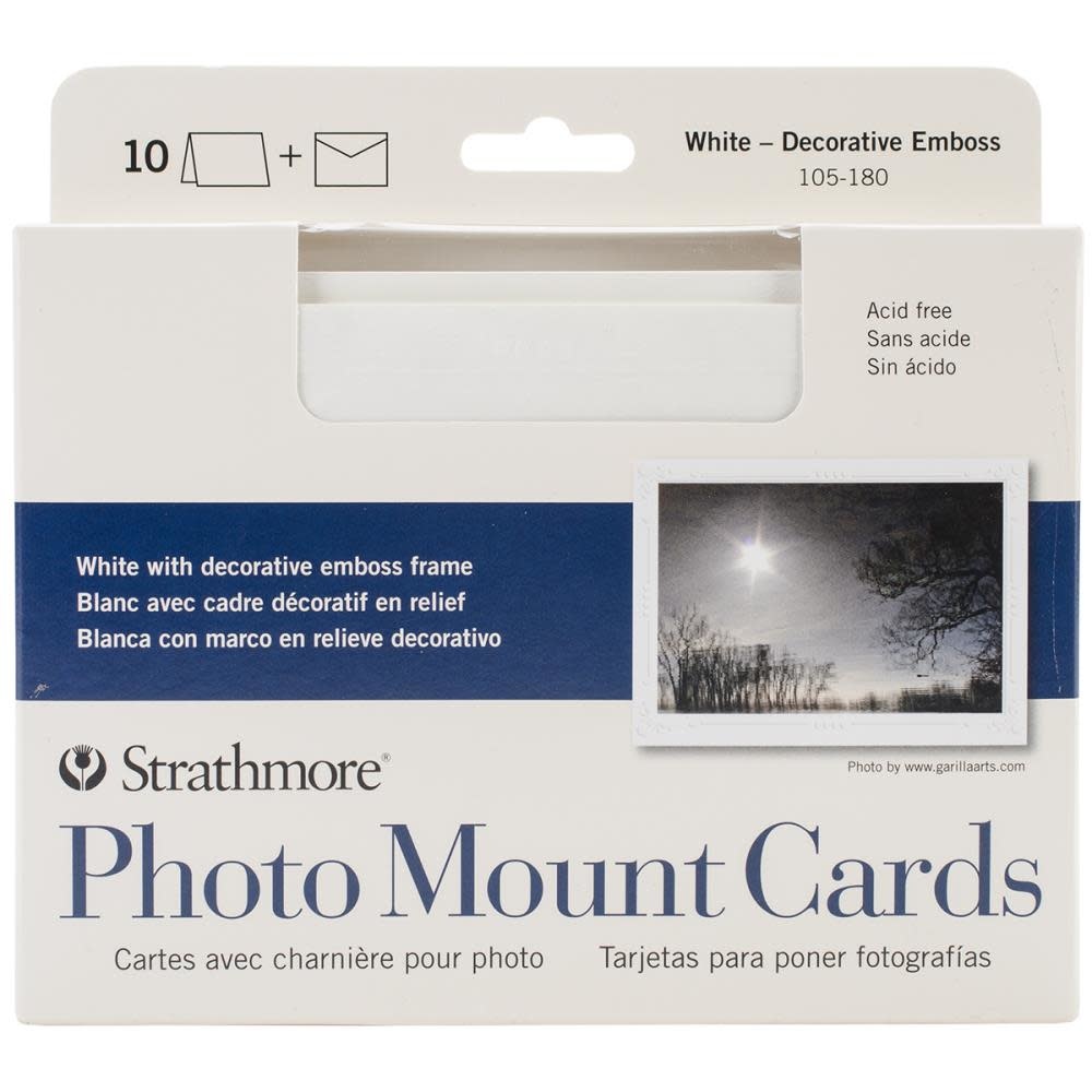 STRATHMORE STRATHMORE PHOTO MOUNT CARDS WHITE WITH DECORATIVE EMBOSS FRAME CARDS & ENVELOPES 10/PK