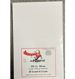 PAPER CUT THE PAPER CUT 25 SCORED A-2 WHITE COUGAR OPAQUE 100lb GREETING CARDS 4.25X5.5 FOLDED