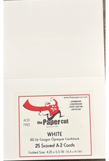 PAPER CUT THE PAPER CUT 25 SCORED A-2 WHITE COUGAR OPAQUE 80lb GREETING CARDS 4.25x5.5 FOLDED