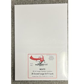PAPER CUT THE PAPER CUT 25 SCORED LARGE A-7 WHITE COUGAR OPAQUE 80 lb CARDS 5x7 FOLDED