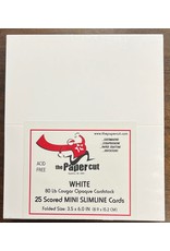 PAPER CUT THE PAPER CUT 25 SCORED MINI SLIMLINE WHITE COUGAR OPAQUE 80lb CARDS  3.5x6 FOLDED
