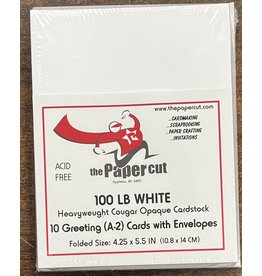 PAPER CUT THE PAPER CUT 10 GREETING (A-2) WHITE COUGAR OPAQUE 100lb CARDS WITH ENVELOPES
