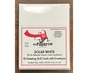 The Paper Cut: Neenah Classic Crest<br>110 Lb. Solar White<br>Greeting CARD  A-2, Scored