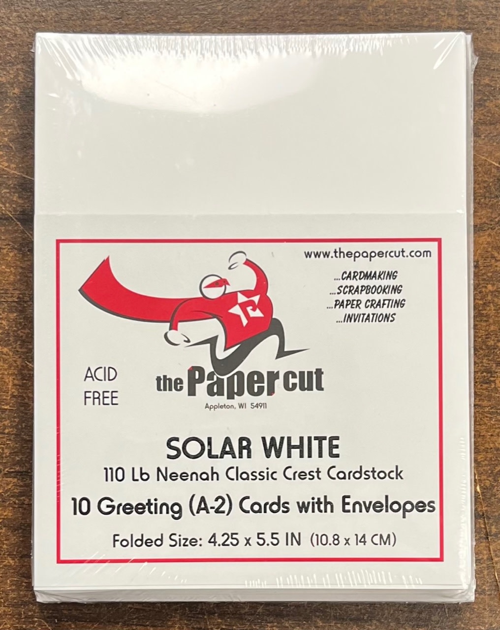 PAPER CUT THE PAPER CUT 10 GREETING (A-2) SOLAR WHITE NEENAH CLASSIC CREST  110lb CARDS WITH ENVELOPES