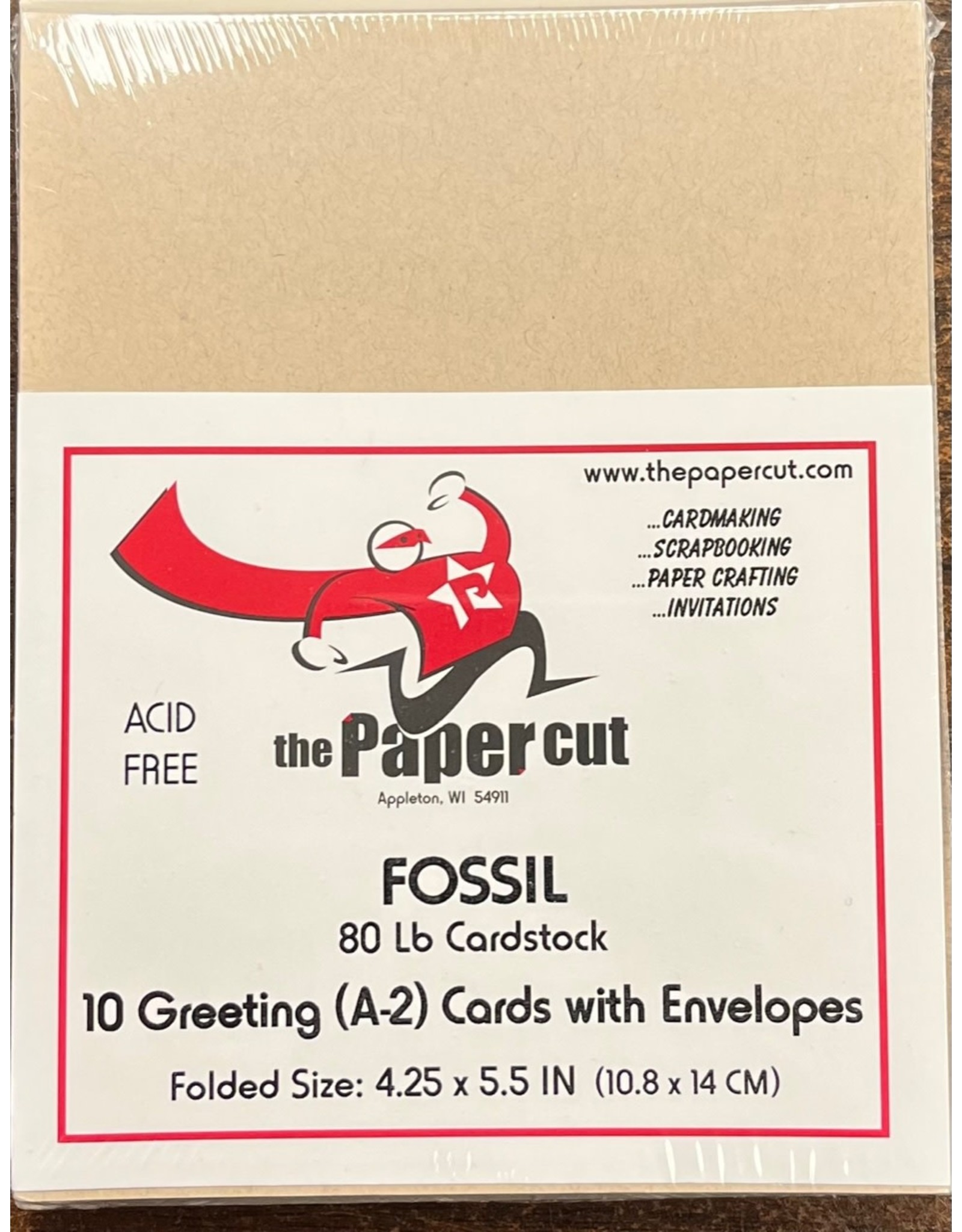 PAPER CUT THE PAPER CUT 10 GREETING (A-2) FOSSIL 80 lb CARDS WITH ENVELOPES 4.25x5.5 FOLDED