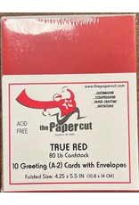 PAPER CUT THE PAPER CUT 10 GREETING (A-2) TRUE RED 80 lb CARDS WITH ENVELOPES 4.25x5.5 FOLDED