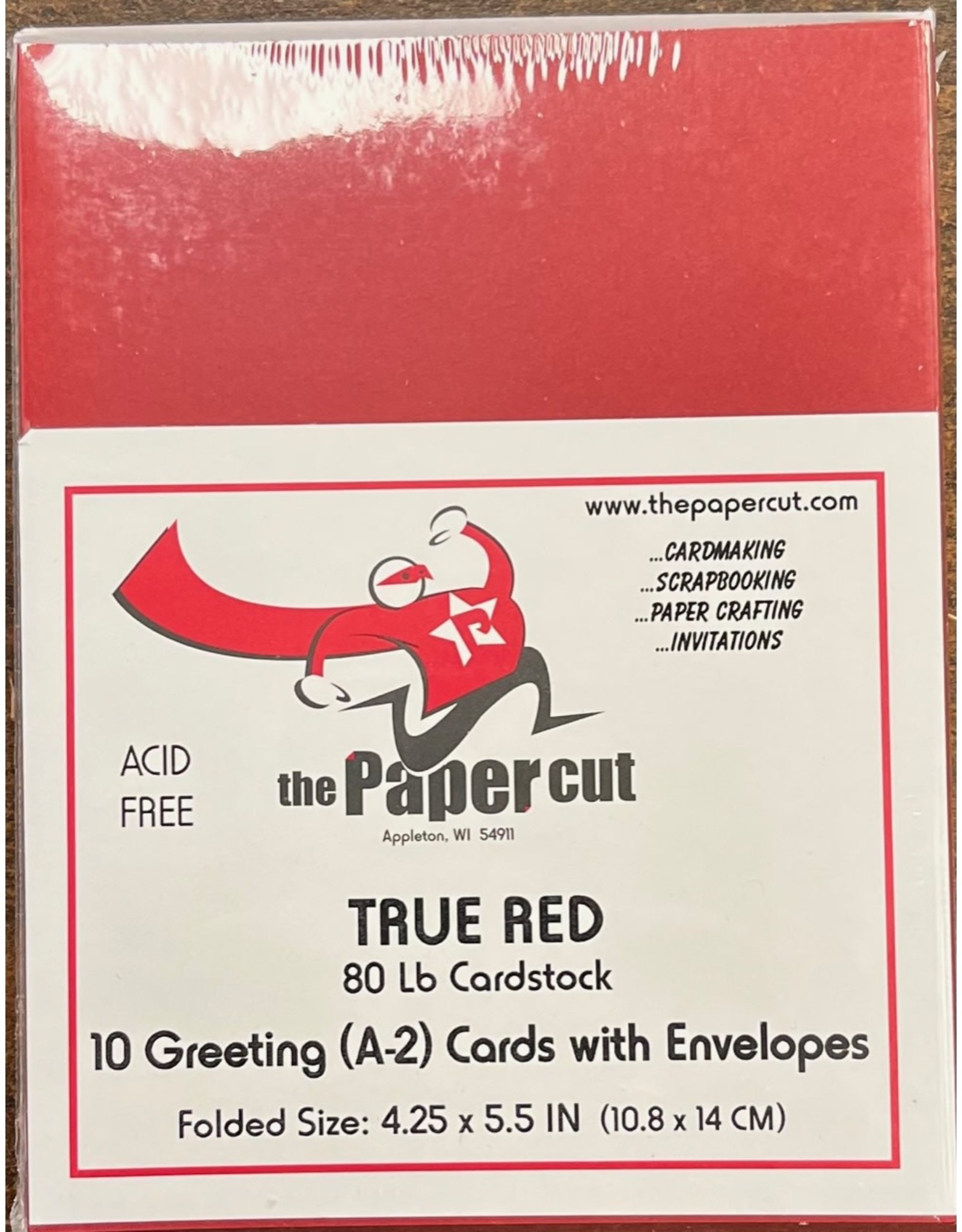 PAPER CUT THE PAPER CUT 10 GREETING (A-2) TRUE RED 80 lb CARDS WITH ENVELOPES 4.25x5.5 FOLDED