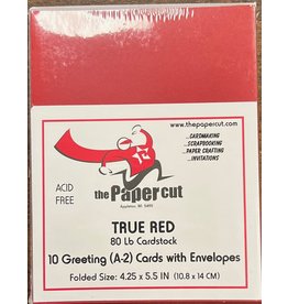 PAPER CUT THE PAPER CUT 10 GREETING (A-2) TRUE RED 80 lb CARDS WITH ENVELOPES 4.25x5.5 FOLDED
