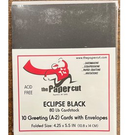 PAPER CUT THE PAPER CUT 10 GREETING (A-2) ECLIPSE BLACK 80 lb CARDS WITH ENVELOPES 4.25x5.5 FOLDED