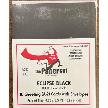 PAPER CUT THE PAPER CUT 10 GREETING (A-2) ECLIPSE BLACK 80 lb CARDS WITH ENVELOPES 4.25x5.5 FOLDED