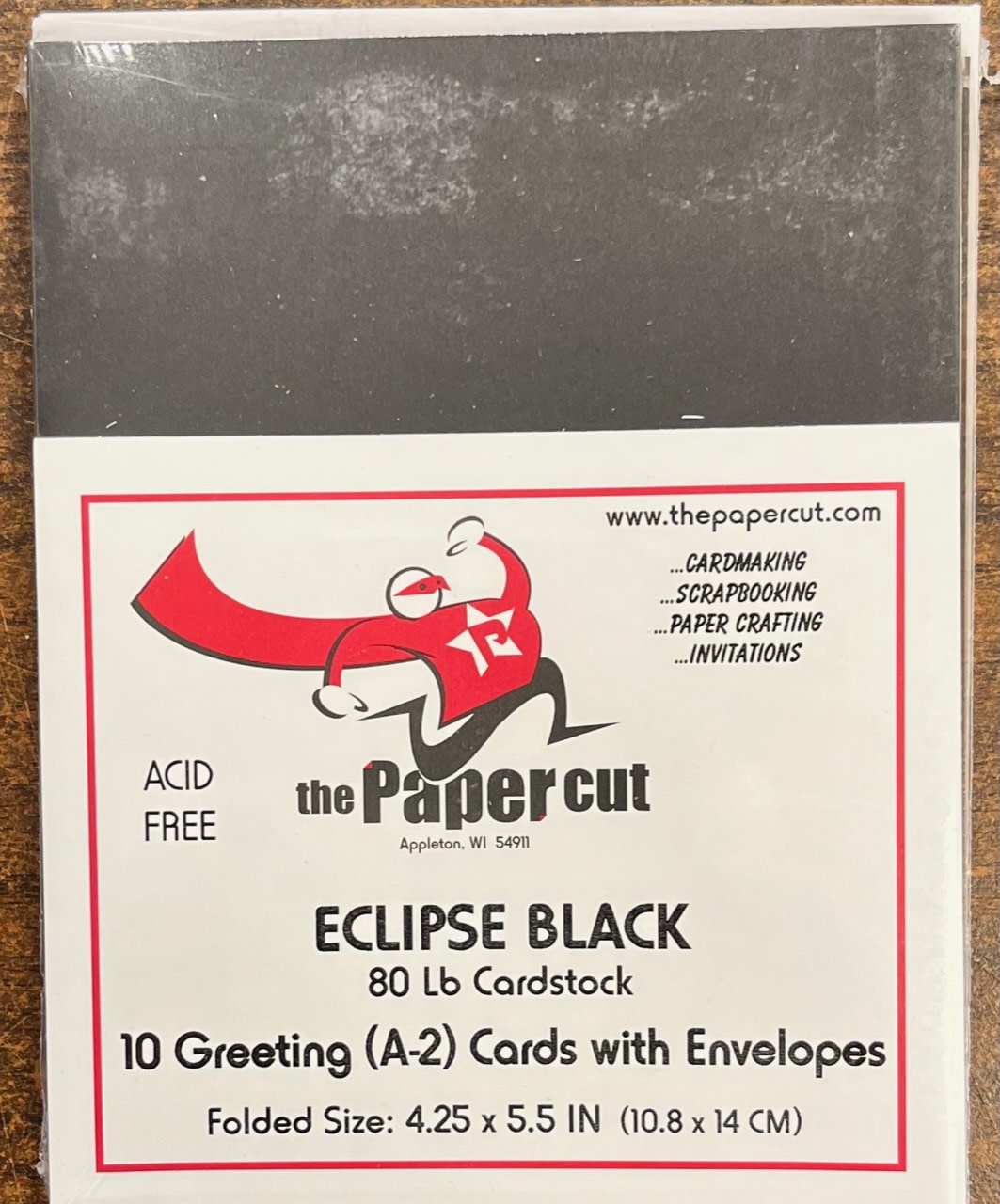 PAPER CUT THE PAPER CUT 10 GREETING (A-2) ECLIPSE BLACK 80 lb CARDS WITH ENVELOPES 4.25x5.5 FOLDED