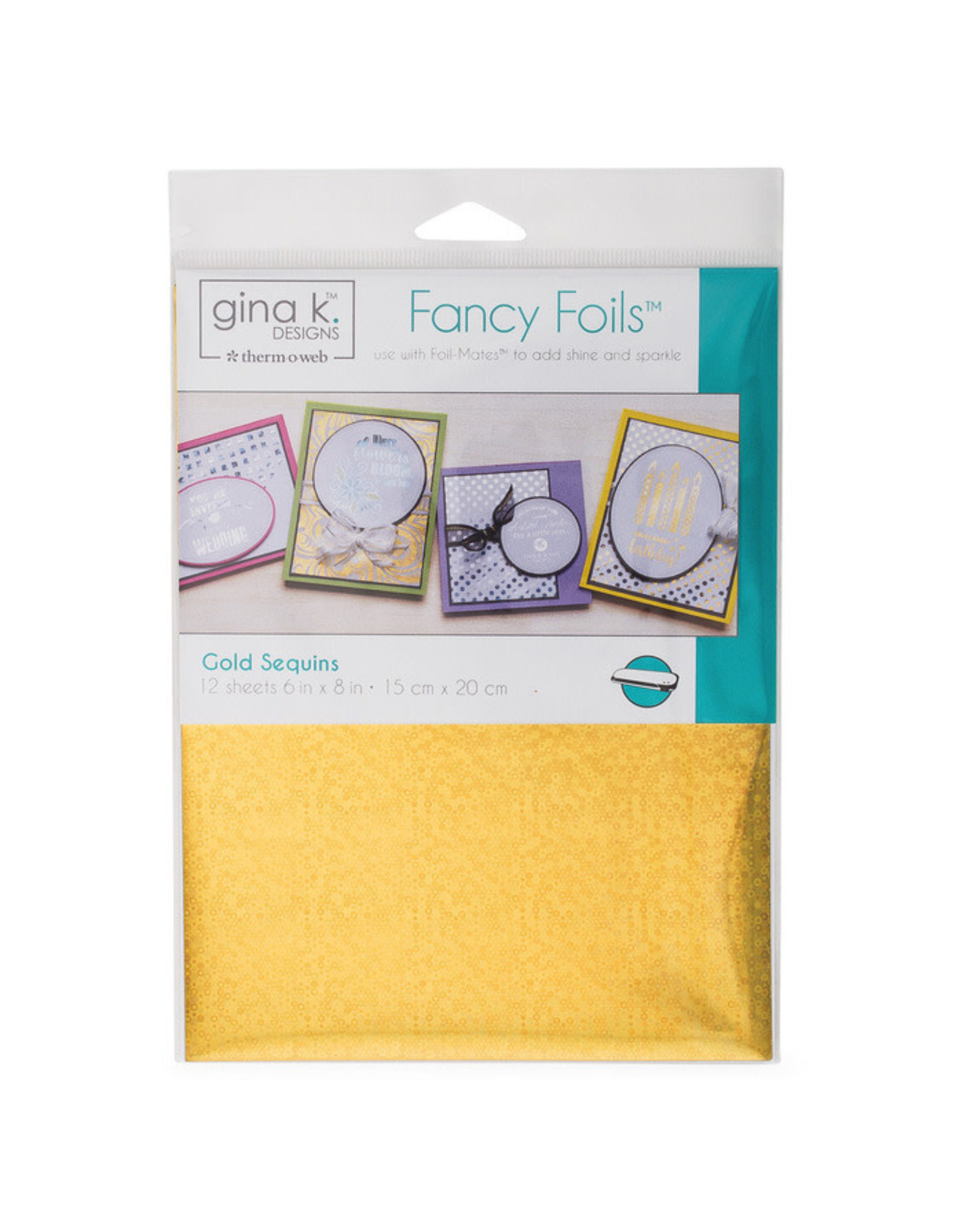THERMOWEB GINA K GOLD SEQUINS 6X8 FANCY FOILS  12 SHEETS