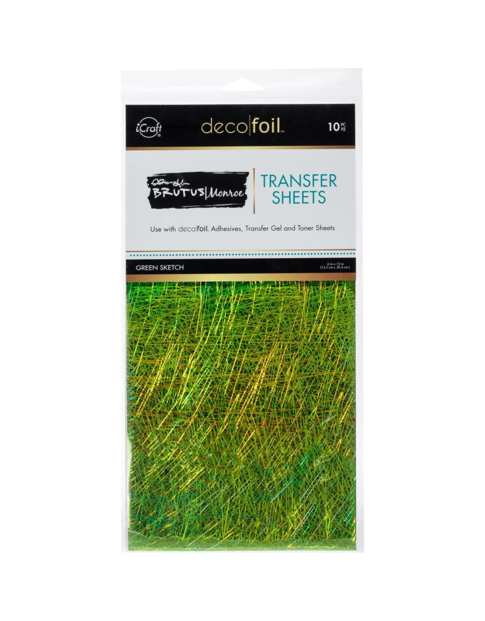 THERMOWEB ICRAFT BRUTUS MONROE DECO FOIL GREEN SKETCH TRANSFER SHEETS 6x12 10 SHEETS