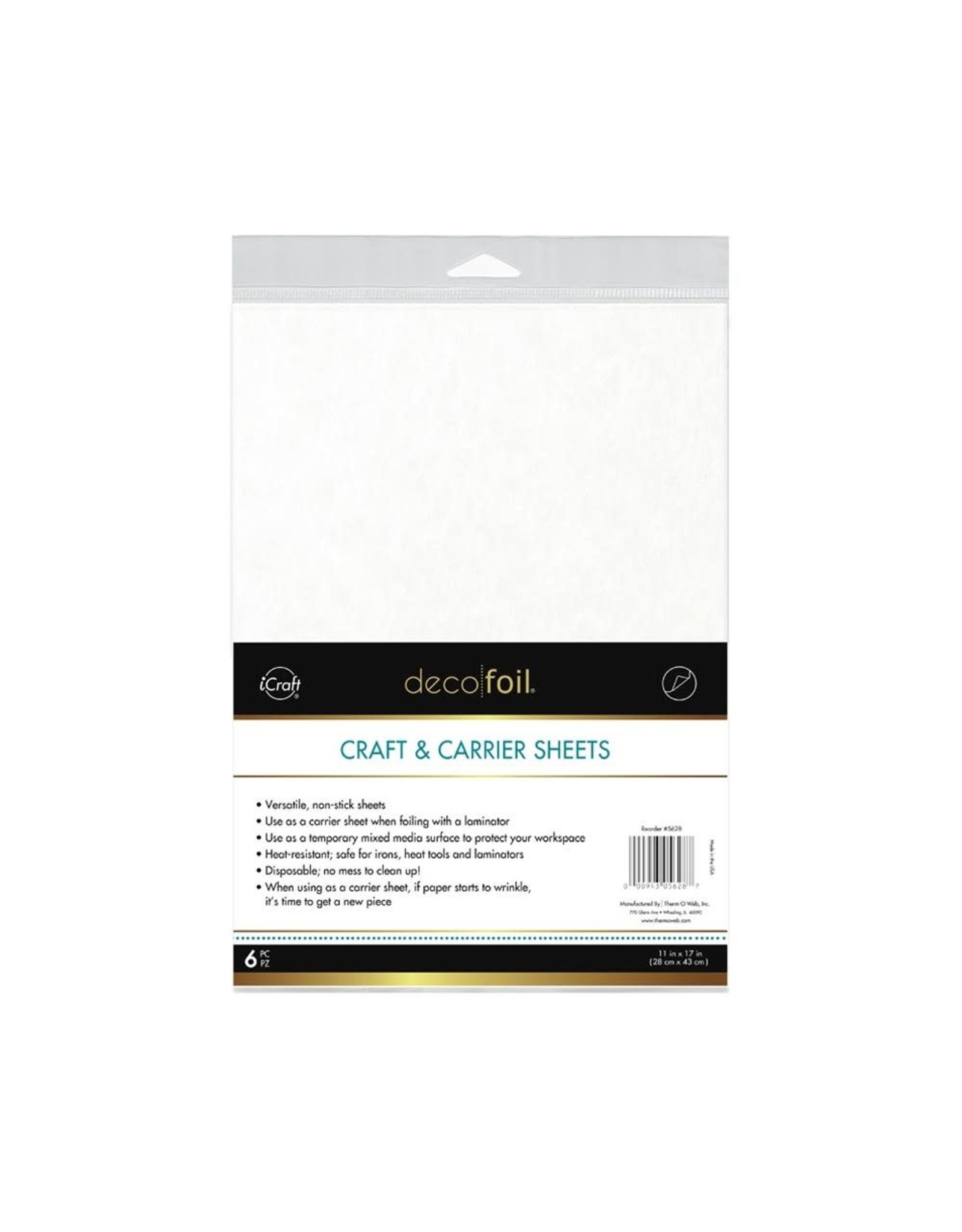 THERMOWEB ICRAFT DECO FOIL CRAFT & CARRIER SHEETS 11x17 -  6 SHEETS