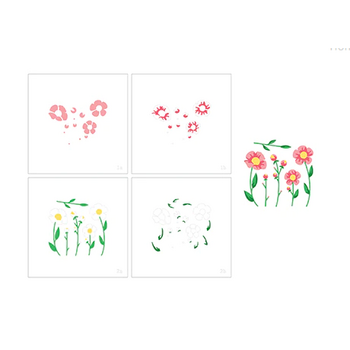 LDRS CREATIVE LDRS CREATIVE FLOWER DOODLES LAYERING 6x6 STENCIL SET 4/PK
