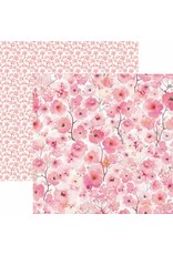 PAPER HOUSE PRODUCTIONS PAPER HOUSE PINK WATERCOLOR FLORAL 12X12 CARDSTOCK