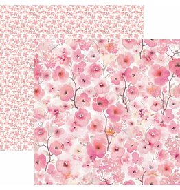 PAPER HOUSE PRODUCTIONS PAPER HOUSE PINK WATERCOLOR FLORAL 12X12 CARDSTOCK