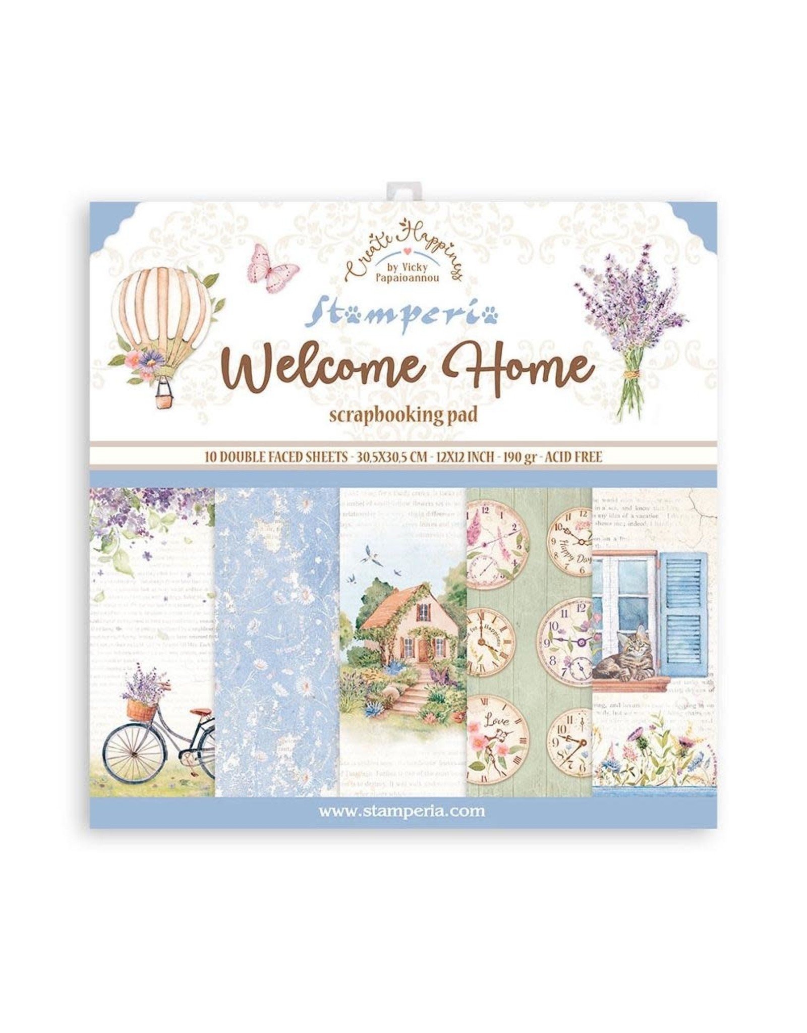 STAMPERIA STAMPERIA VICKY PAPAIOANNOU CREATE HAPPINESS WELCOME HOME 12x12 PAPER PACK 10 SHEETS