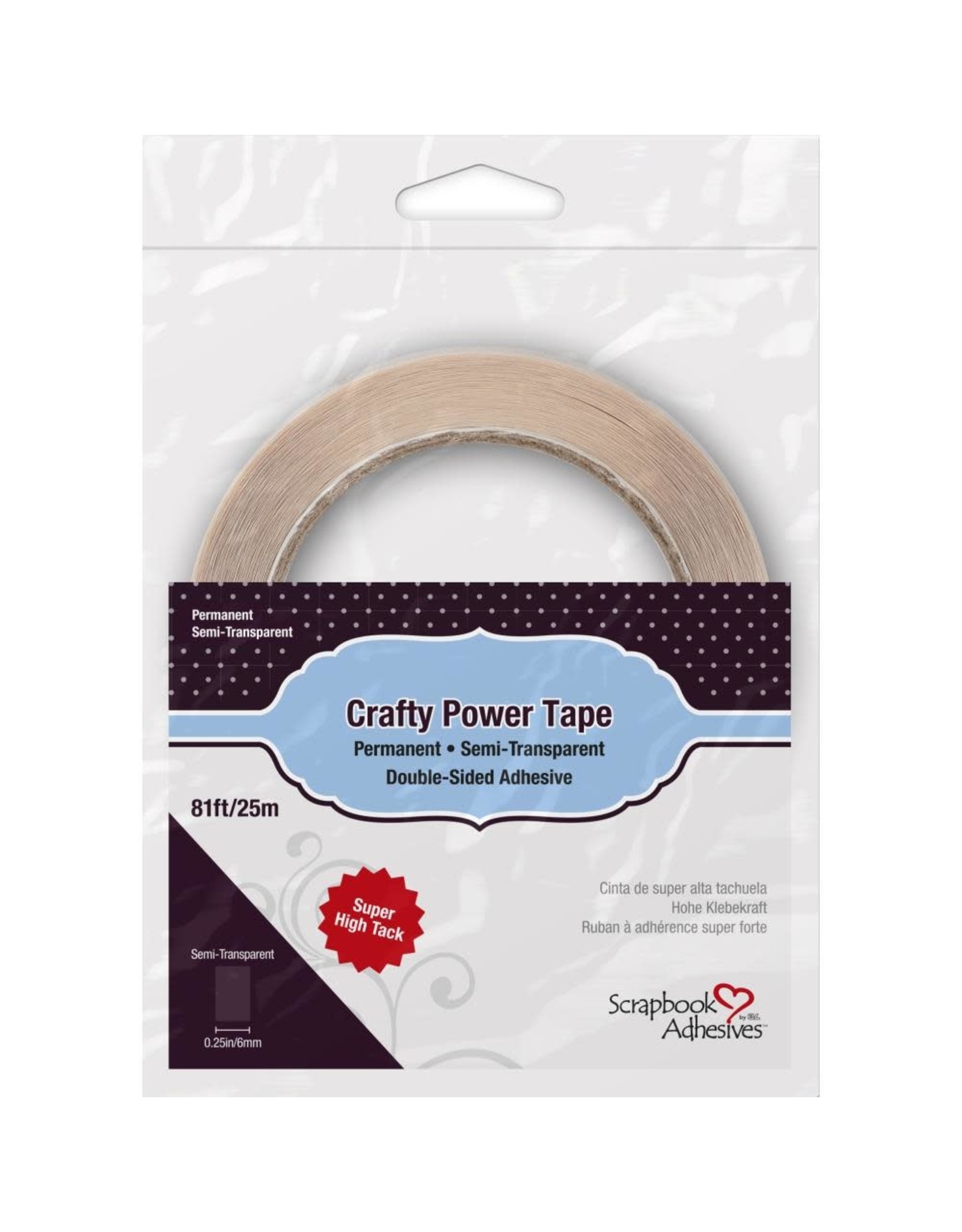 3L SCRAPBOOK ADHESIVES CRAFTY POWER TAPE ROLL 25m