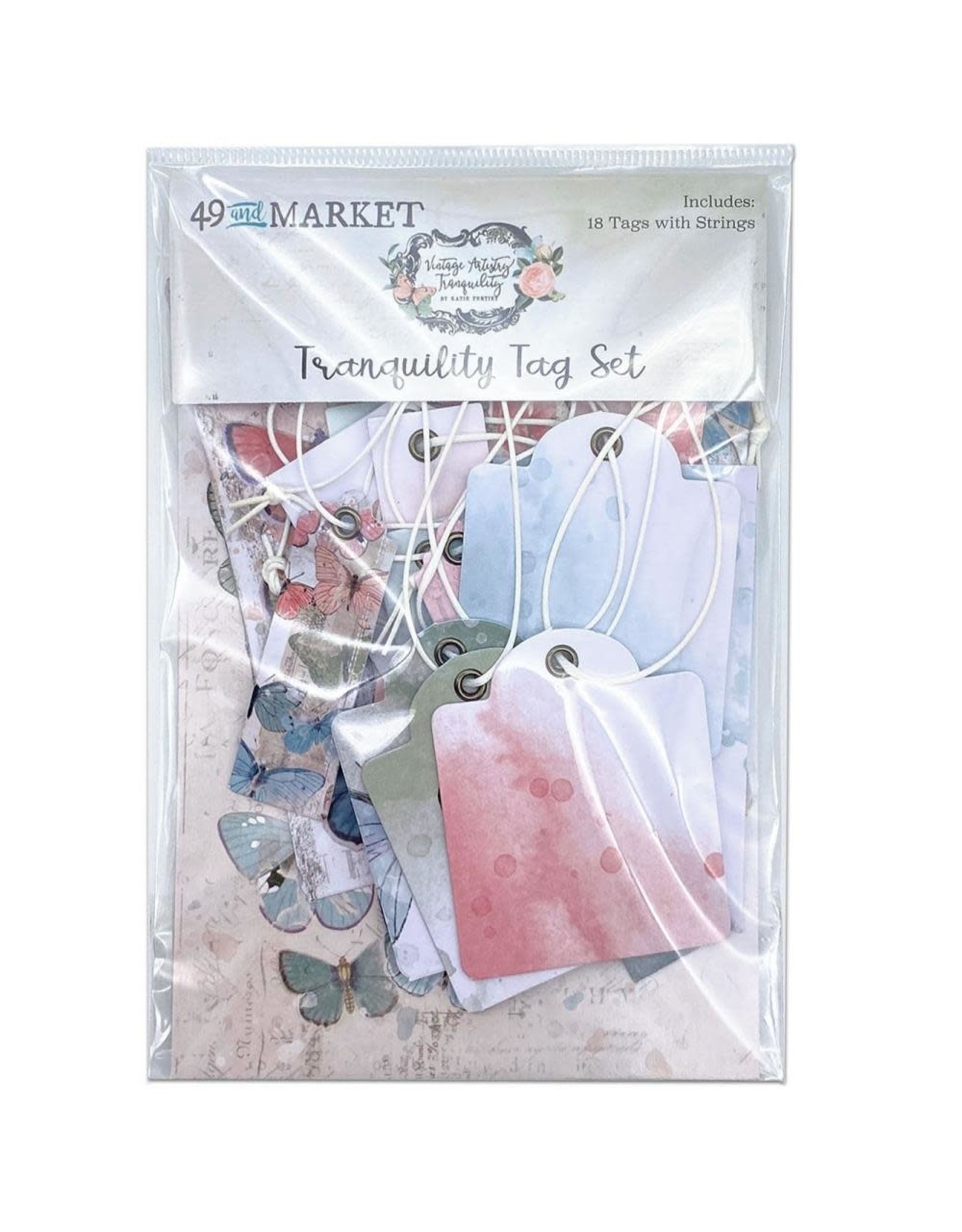 49 AND MARKET 49 AND MARKET VINTAGE ARTISTRY TRANQUILITY TAG SET 18 PIECES