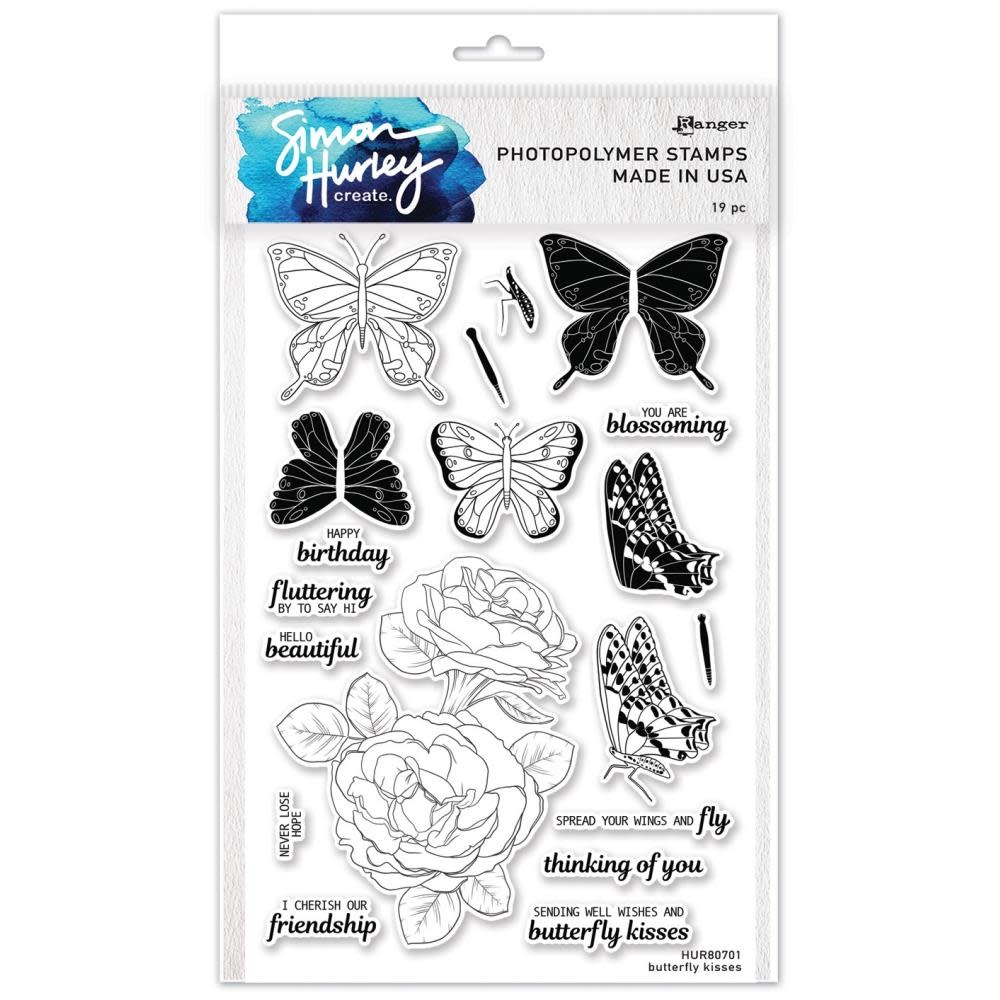 RANGER RANGER SIMON HURLEY CREATE BUTTERFLY KISSES 6x9 CLEAR STAMP SET