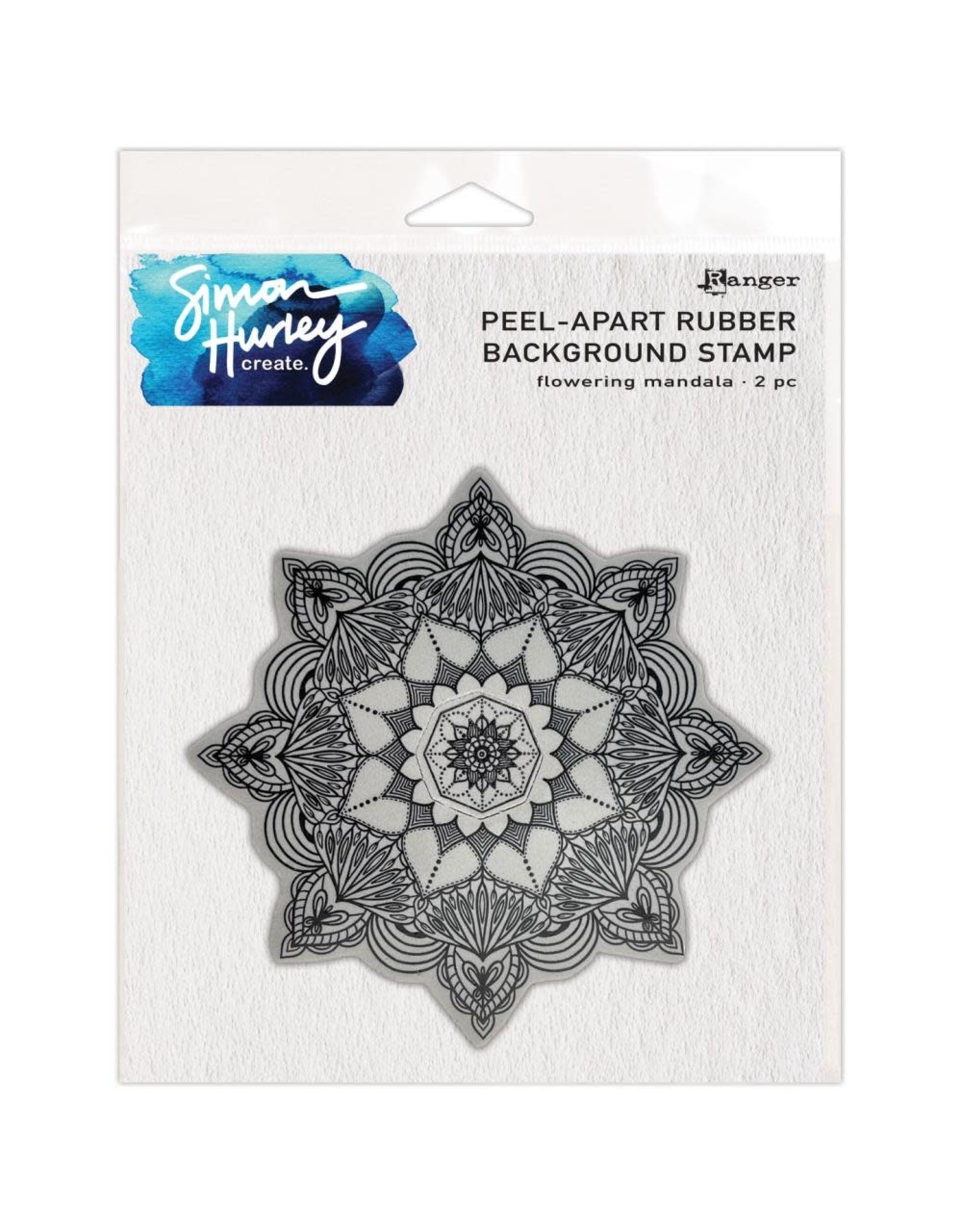 RANGER RANGER SIMON HURLEY CREATE FLOWERING MANDALA 6x6 PEEL-APART RUBBER BACKGROUND STAMP