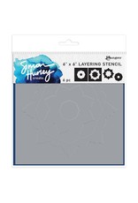 RANGER RANGER SIMON HURLEY CREATE FLOWERING MANDALA 6x6 LAYERING STENCIL SET 6/PK