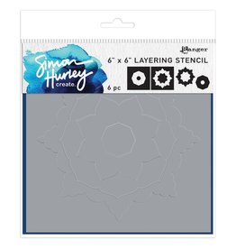 RANGER RANGER SIMON HURLEY CREATE FLOWERING MANDALA 6x6 LAYERING STENCIL SET 6/PK