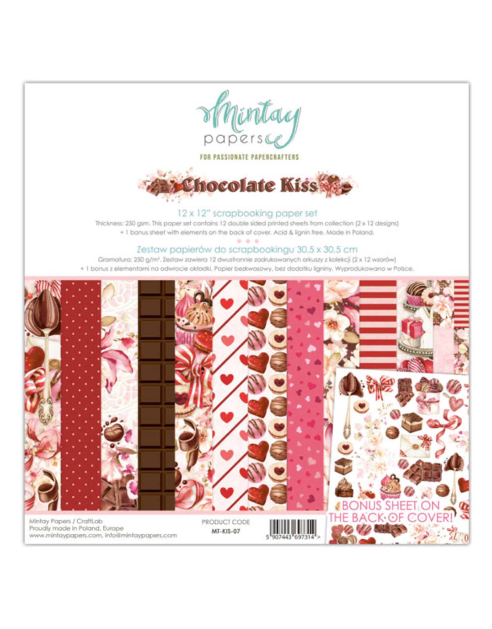 MINTAY MINTAY CHOCOLATE KISS 12x12 COLLECTION PACK 12 SHEETS + BONUS CUTOUTS