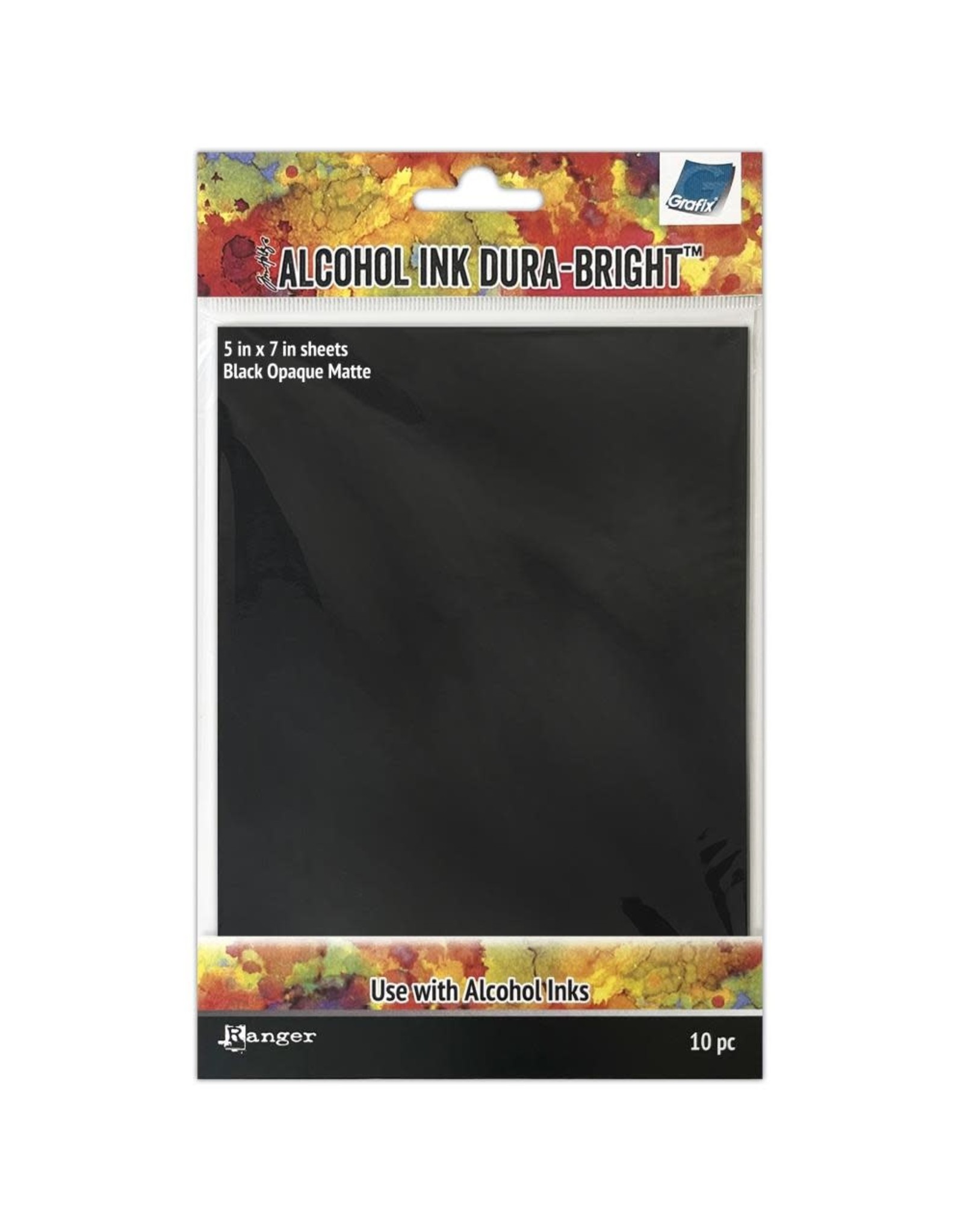 RANGER TIM HOLTZ ALCOHOL INK DURA-BRIGHT BLACK OPAQUE MATTE 5x7 SYNTHETIC SHEETS
