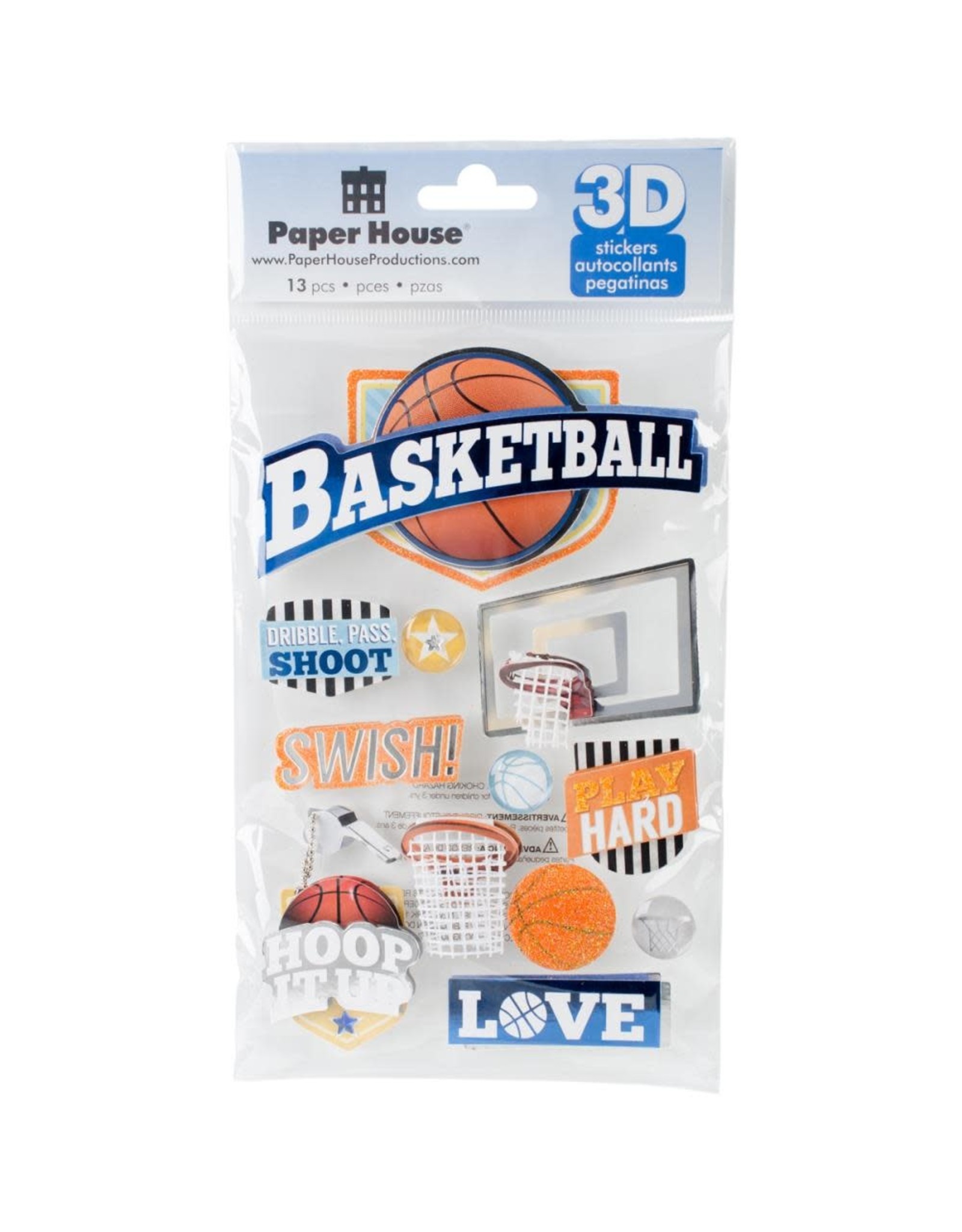 PAPER HOUSE PRODUCTIONS PAPER HOUSE BASKETBALL SWISH 3D STICKERS