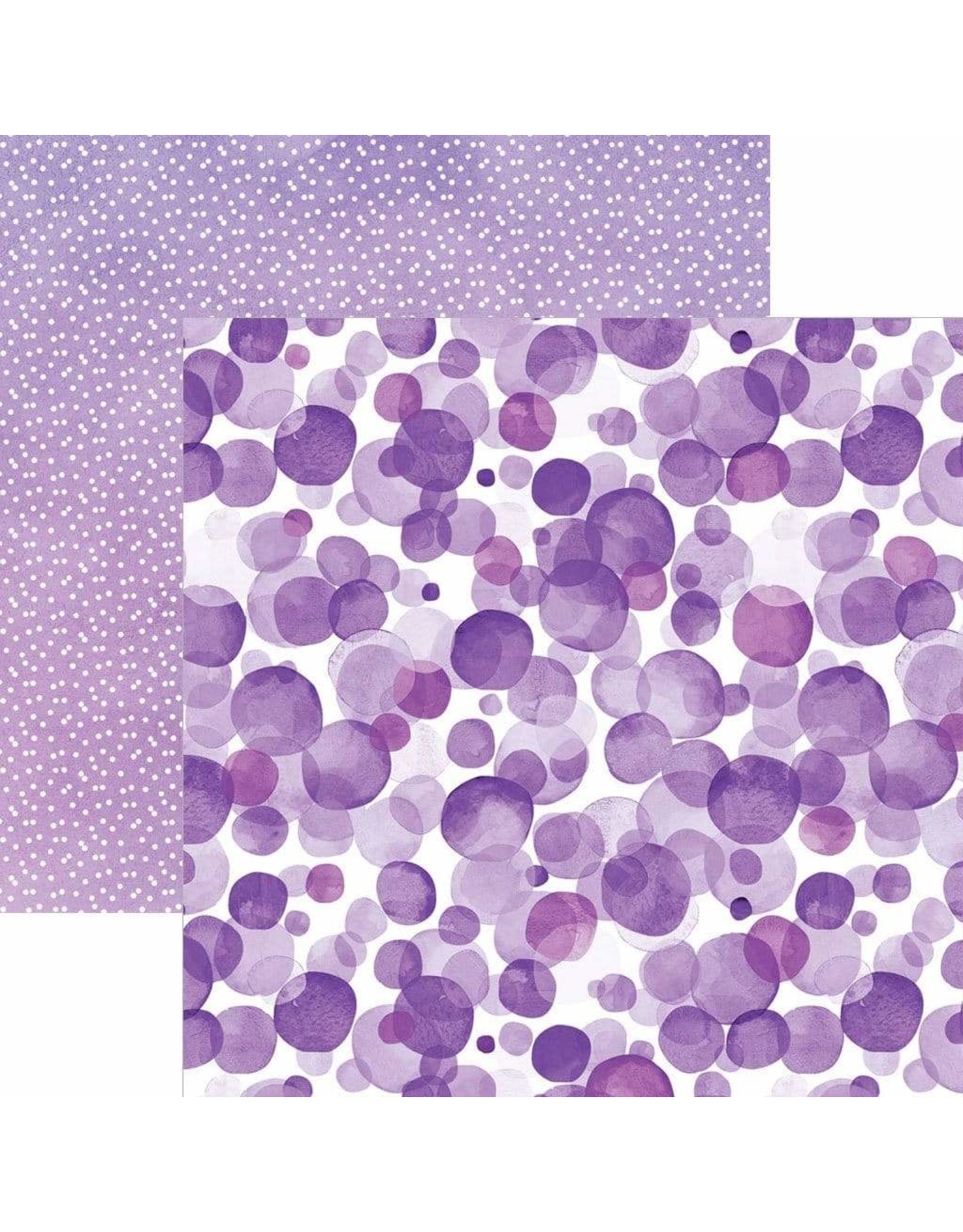 PAPER HOUSE PRODUCTIONS PAPER HOUSE PURPLE WATERCOLOR POLKA DOTS 12X12 CARDSTOCK