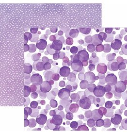 PAPER HOUSE PRODUCTIONS PAPER HOUSE PURPLE WATERCOLOR POLKA DOTS 12X12 CARDSTOCK