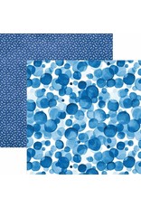 PAPER HOUSE PRODUCTIONS PAPER HOUSE BLUE WATERCOLOR POLKA DOTS 12X12 CARDSTOCK